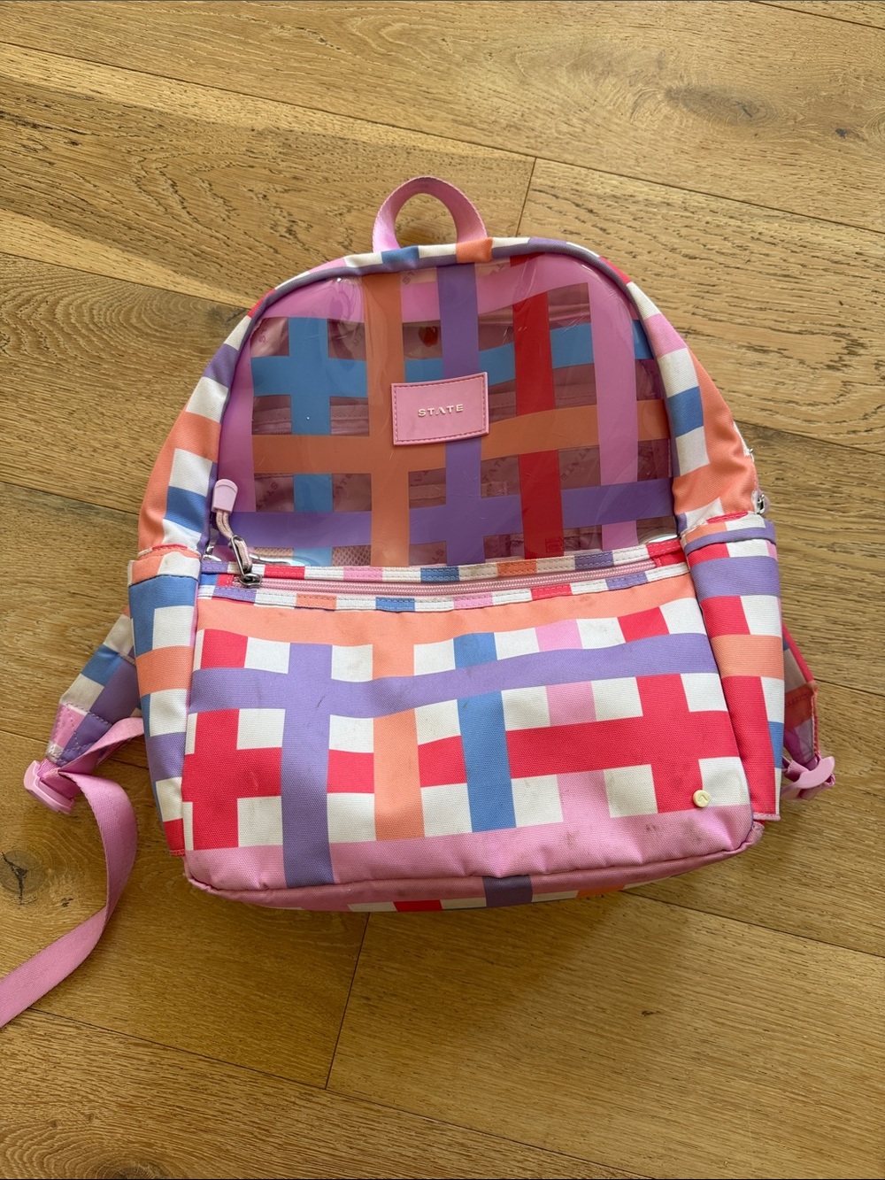 STATE Kids Multi-Color Lattice Mini Backpack in Pink Accent